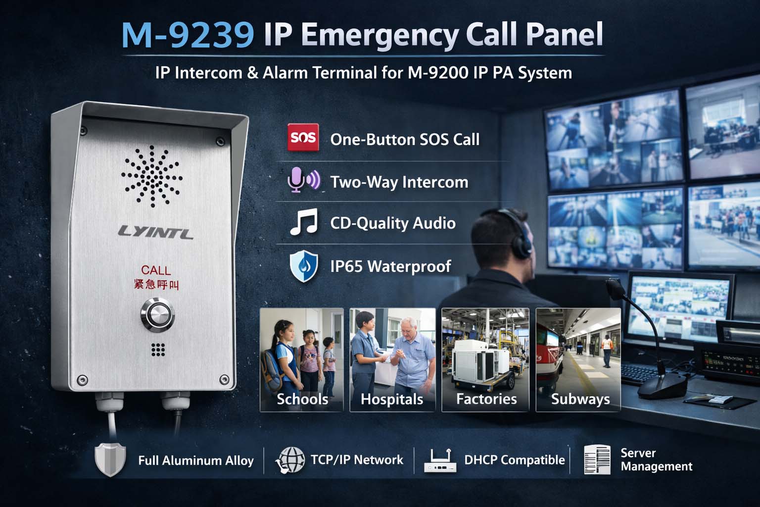 M-9239 IP Emergency Call Panel | Network Alarm Intercom Terminal